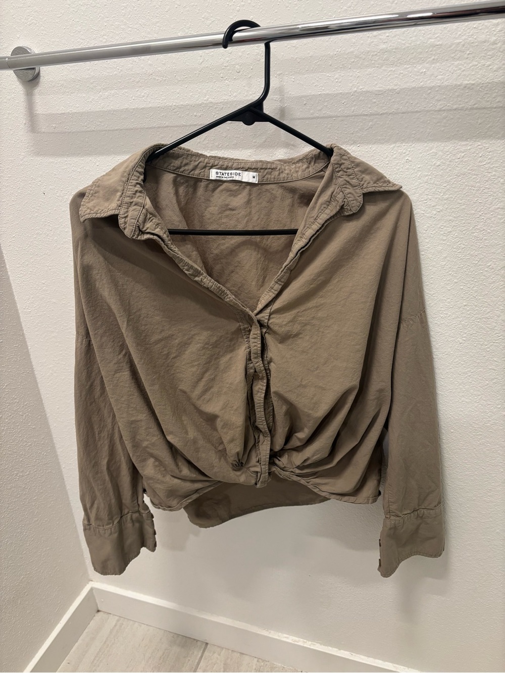 Stateside Olive Button-Front Collared Shirt